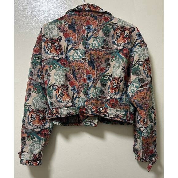 Dressed in Lala Women’s Wild Soul Tiger Jungle Print Moto Jacket - Size S/M - Picture 5 of 8